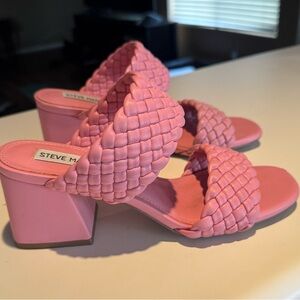 Steve Madden Pink Braided Block Heel Sandals